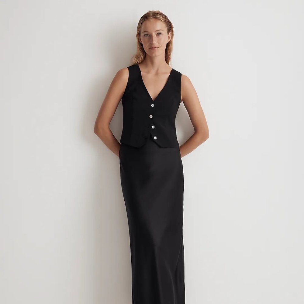 Madewell Katrina Crop Vest Top in Softdrape Black Size 2